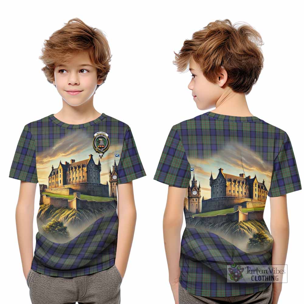 Tartan Vibes Clothing MacLaren (McLaren) Tartan Family Crest Kid T-Shirt with Scottish Ancient Castle Style