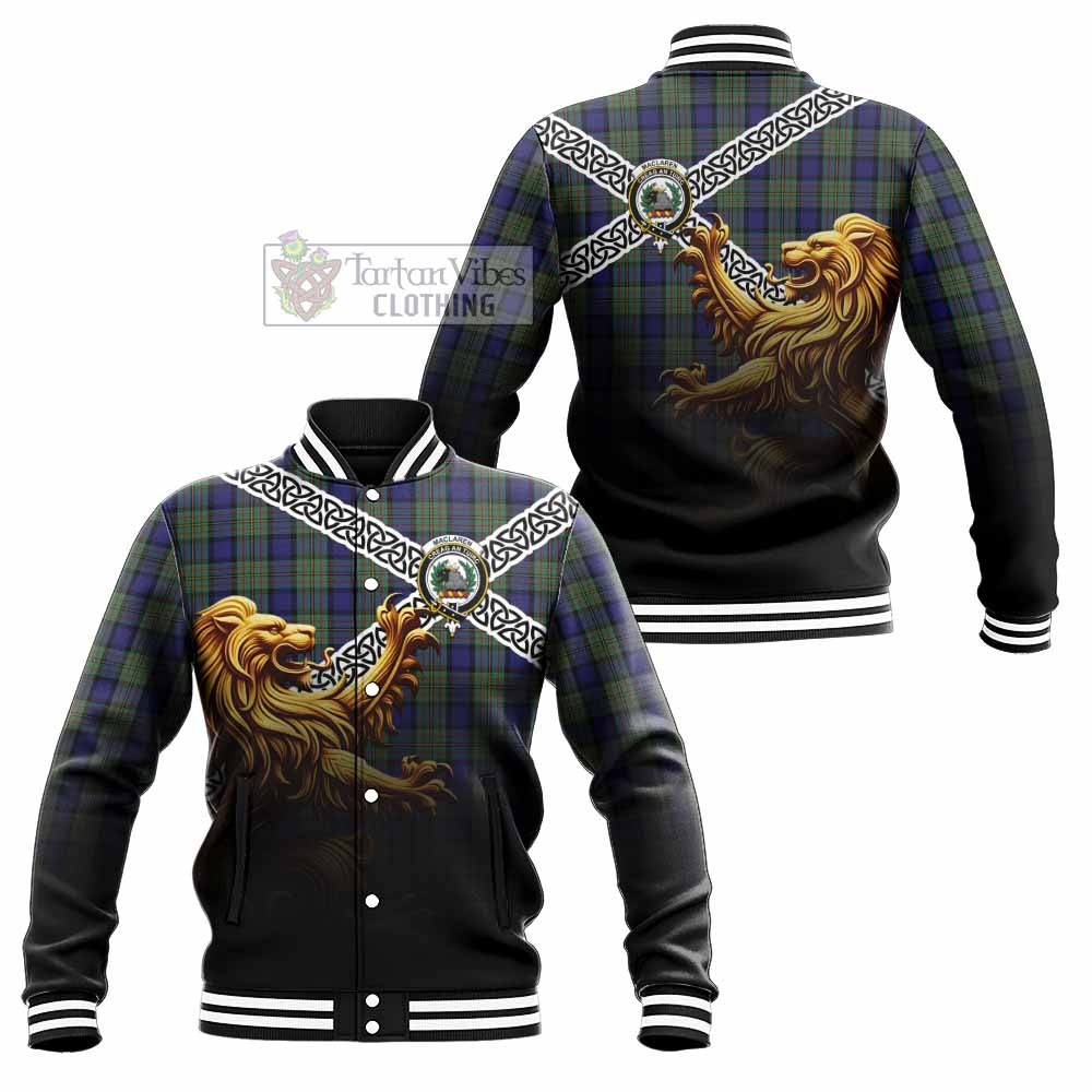 Tartan Vibes Clothing MacLaren (McLaren) Crest Tartan Baseball Jacket with Golden Lion Emblem Celtic Style