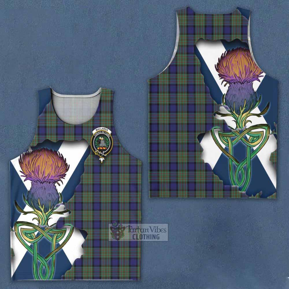 Tartan Vibes Clothing MacLaren (McLaren) Tartan Family Crest Men's Tank Top Scottish Thistle Celtic Inspired