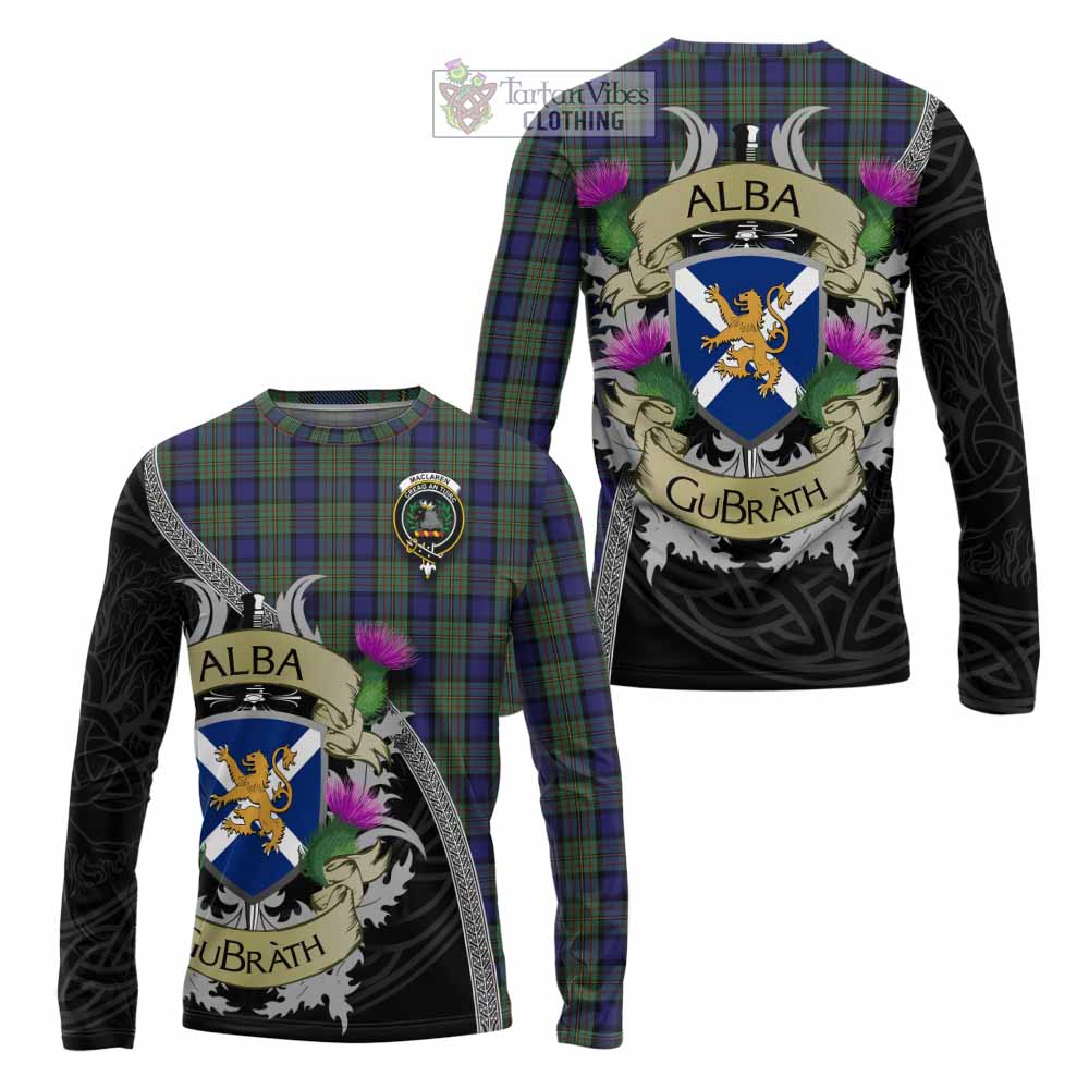 Tartan Vibes Clothing MacLaren (McLaren) Tartan Family Crest Long Sleeve T-Shirt Lion Rampant Royal Thistle Shield Celtic Inspired