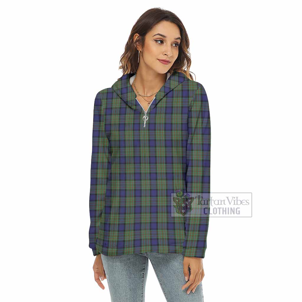 Tartan Vibes Clothing MacLaren (McLaren) Tartan Women's Borg  Half Zip Fleece Hoodie