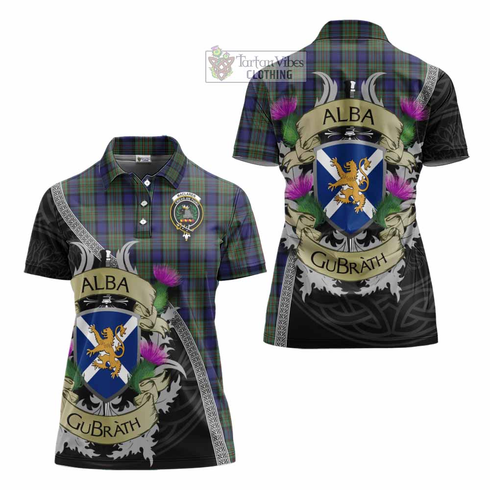 Tartan Vibes Clothing MacLaren (McLaren) Tartan Family Crest Women's Polo Shirt Lion Rampant Royal Thistle Shield Celtic Inspired