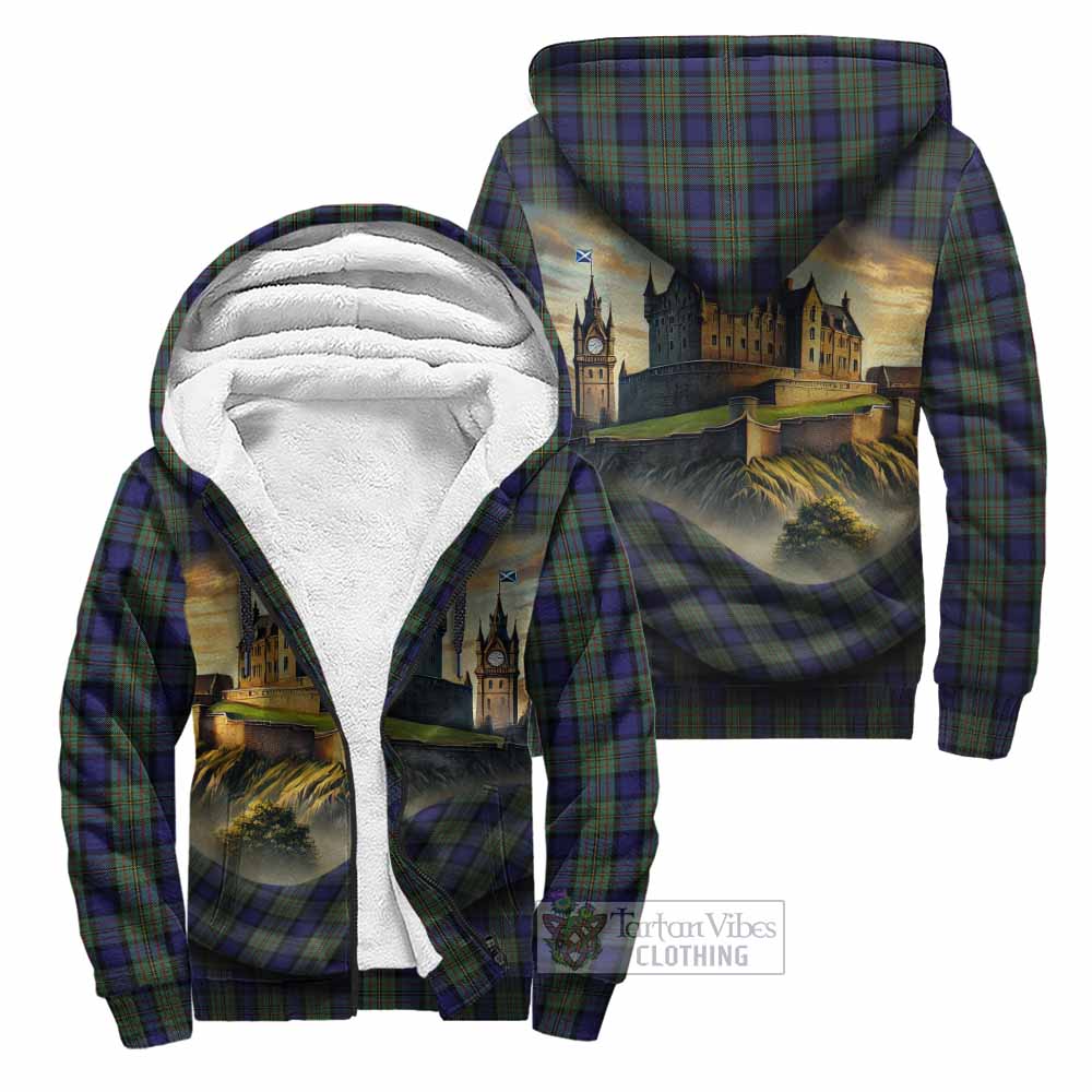 Tartan Vibes Clothing MacLaren (McLaren) Tartan Family Crest Sherpa Hoodie with Scottish Ancient Castle Style