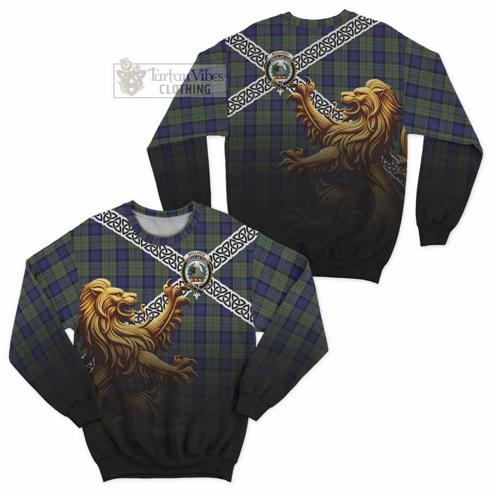 Tartan Vibes Clothing MacLaren (McLaren) Crest Tartan Sweatshirt with Golden Lion Emblem Celtic Style