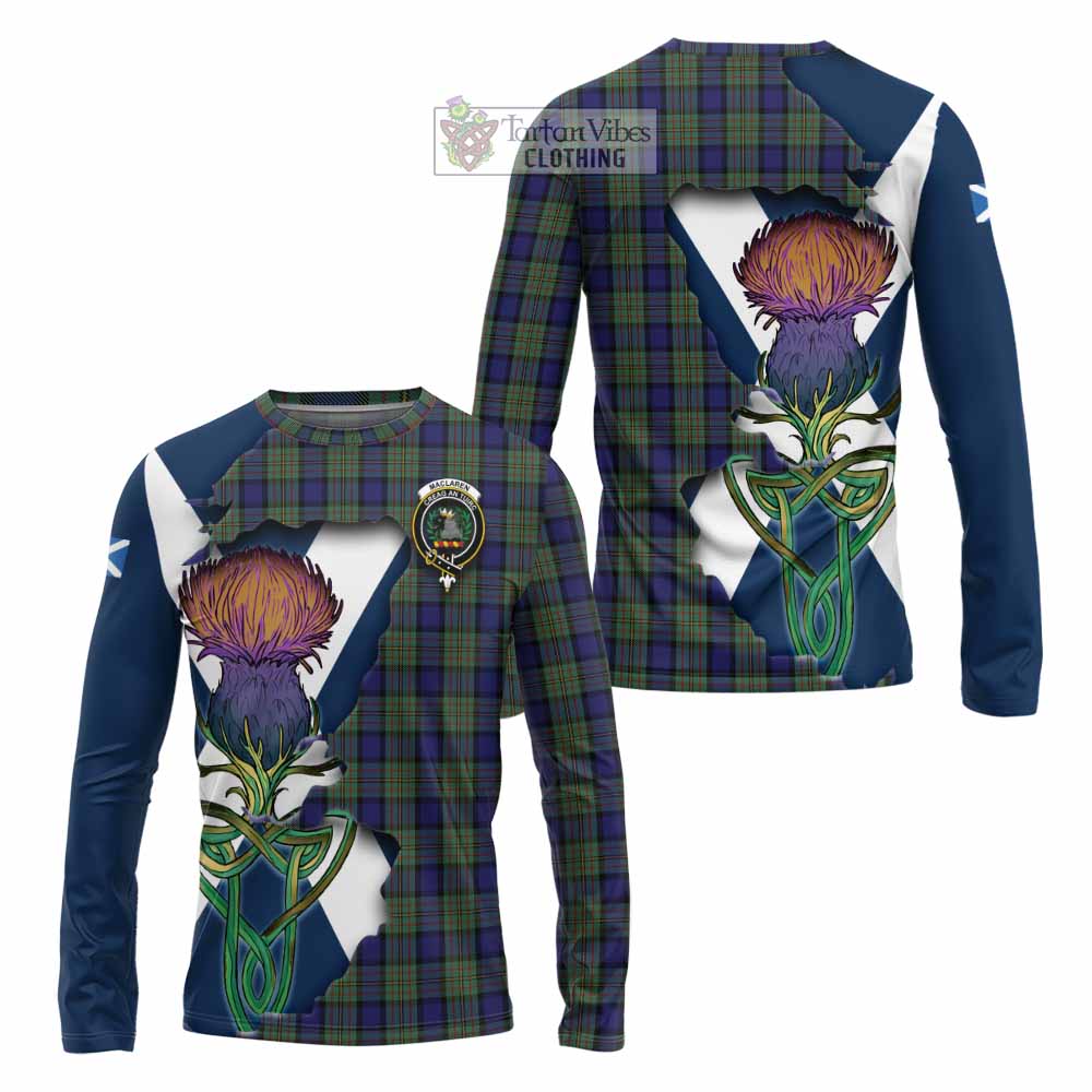 Tartan Vibes Clothing MacLaren (McLaren) Tartan Family Crest Long Sleeve T-Shirt Scottish Thistle Celtic Inspired