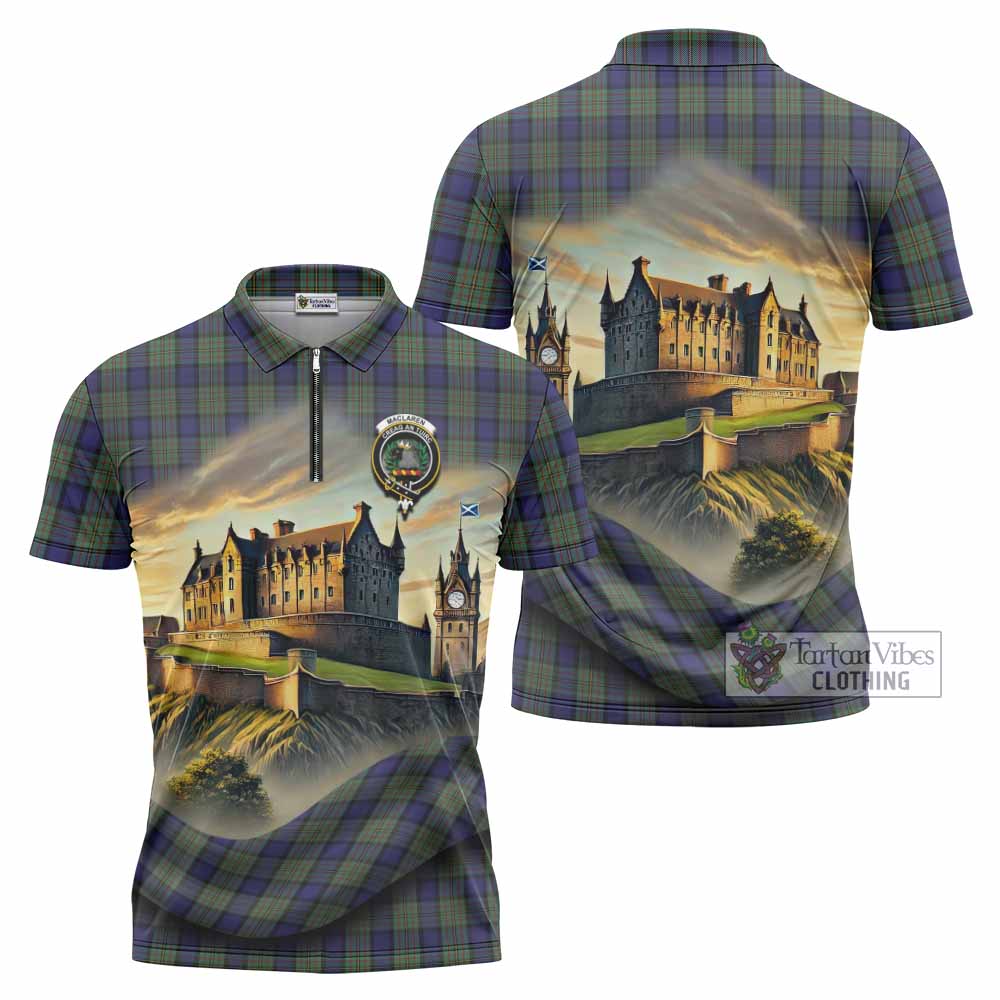 Tartan Vibes Clothing MacLaren (McLaren) Tartan Family Crest Zipper Polo Shirt with Scottish Ancient Castle Stype
