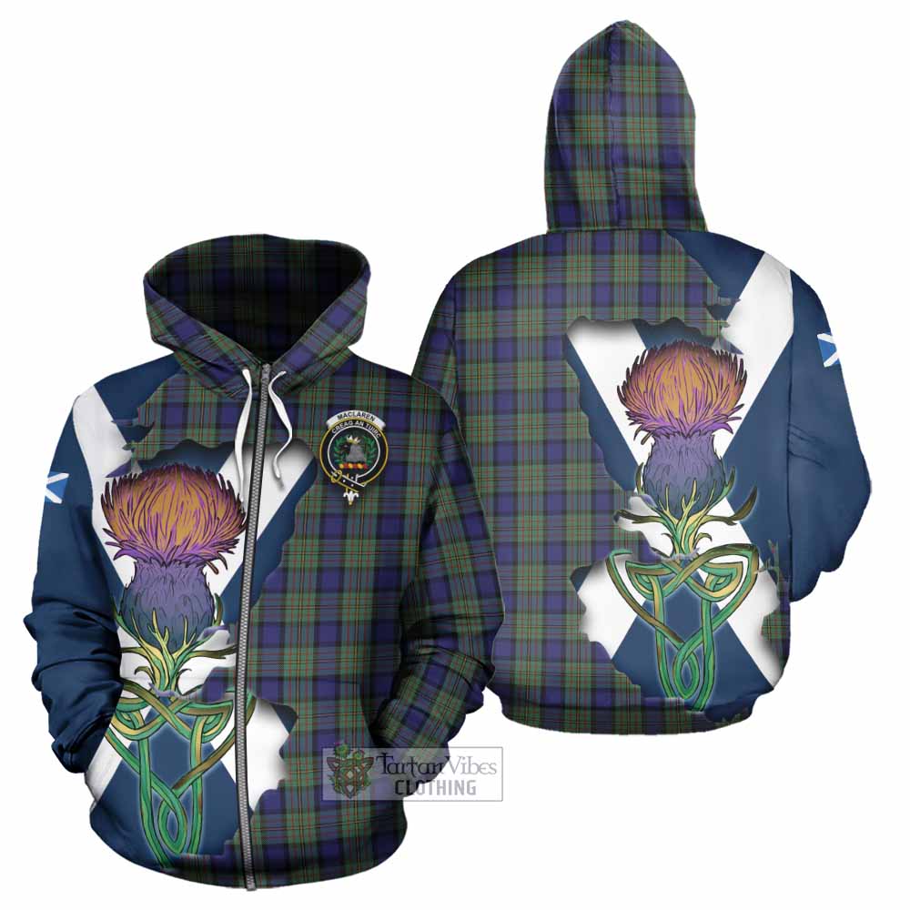 Tartan Vibes Clothing MacLaren (McLaren) Tartan Family Crest Hoodie Scottish Thistle Celtic Inspired