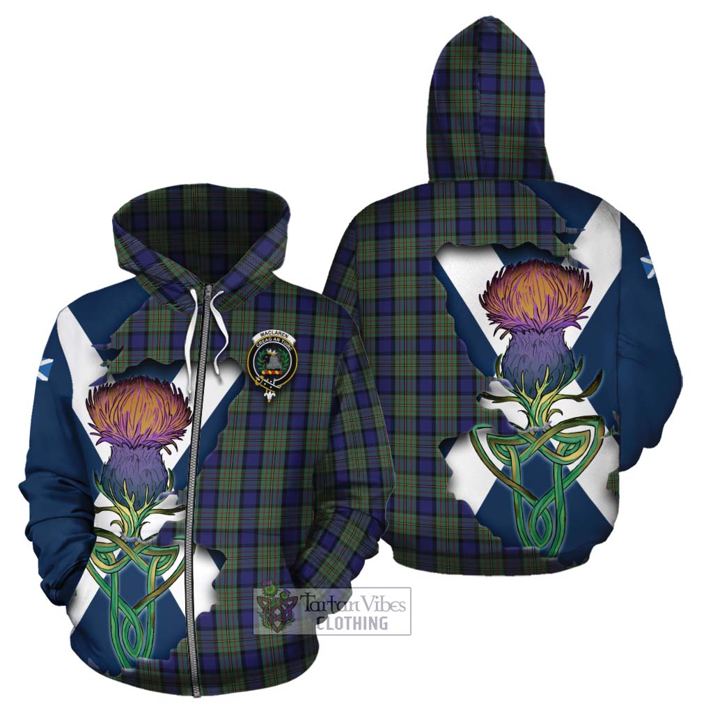 Tartan Vibes Clothing MacLaren (McLaren) Tartan Family Crest Cotton Hoodie Scottish Thistle Celtic Inspired