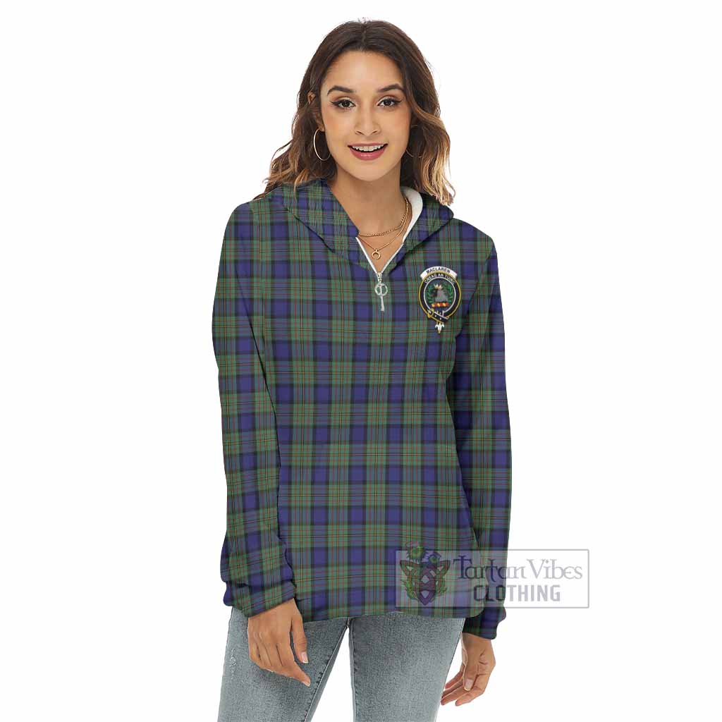 Tartan Vibes Clothing MacLaren (McLaren) Tartan Crest Women's Borg  Half Zip Fleece Hoodie