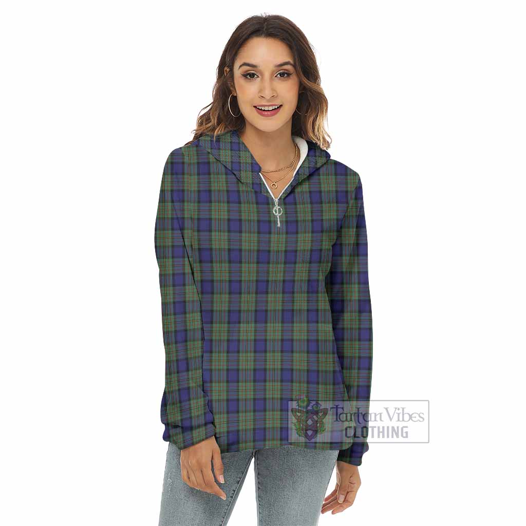 Tartan Vibes Clothing MacLaren (McLaren) Tartan Women's Borg  Half Zip Fleece Hoodie