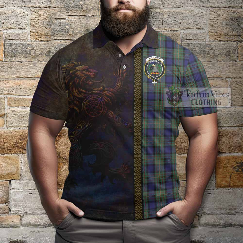 Tartan Vibes Clothing MacLaren (McLaren) Tartan Family Crest Polo Shirt Alba Gu Brath Be Brave Lion Ancient Style