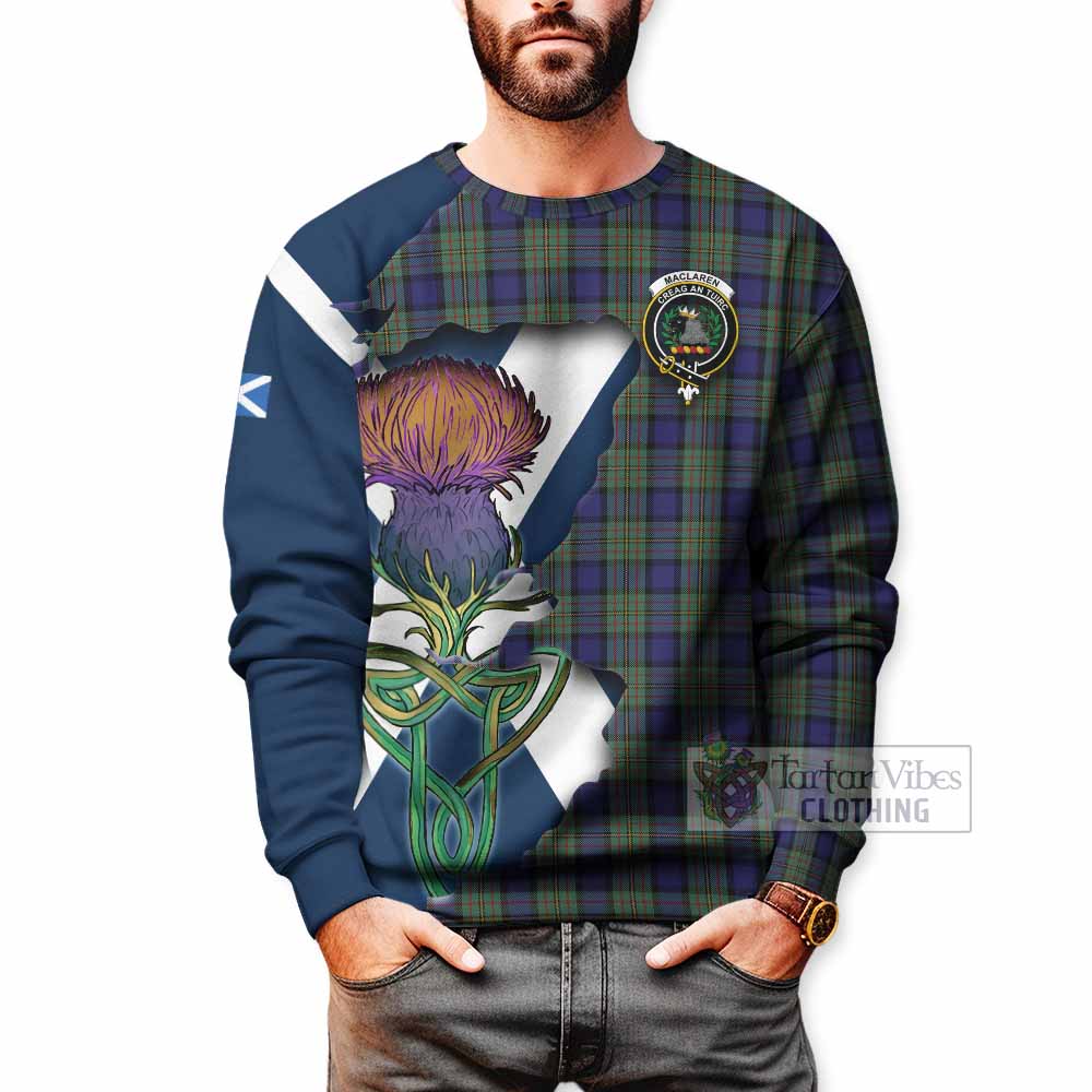 Tartan Vibes Clothing MacLaren (McLaren) Tartan Family Crest Sweatshirt Scottish Thistle Celtic Inspired