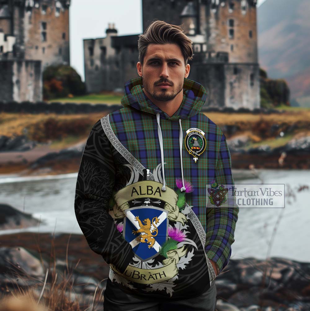 Tartan Vibes Clothing MacLaren (McLaren) Tartan Family Crest Cotton Hoodie Lion Rampant Royal Thistle Shield Celtic Inspired