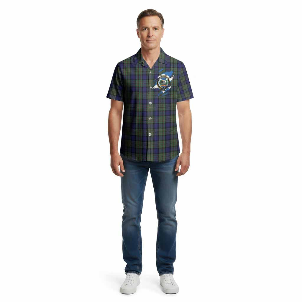 MacLaren (McLaren) Clan Crest In Me Tartan Cotton Hawaiian Shirt Scotland Flag Style