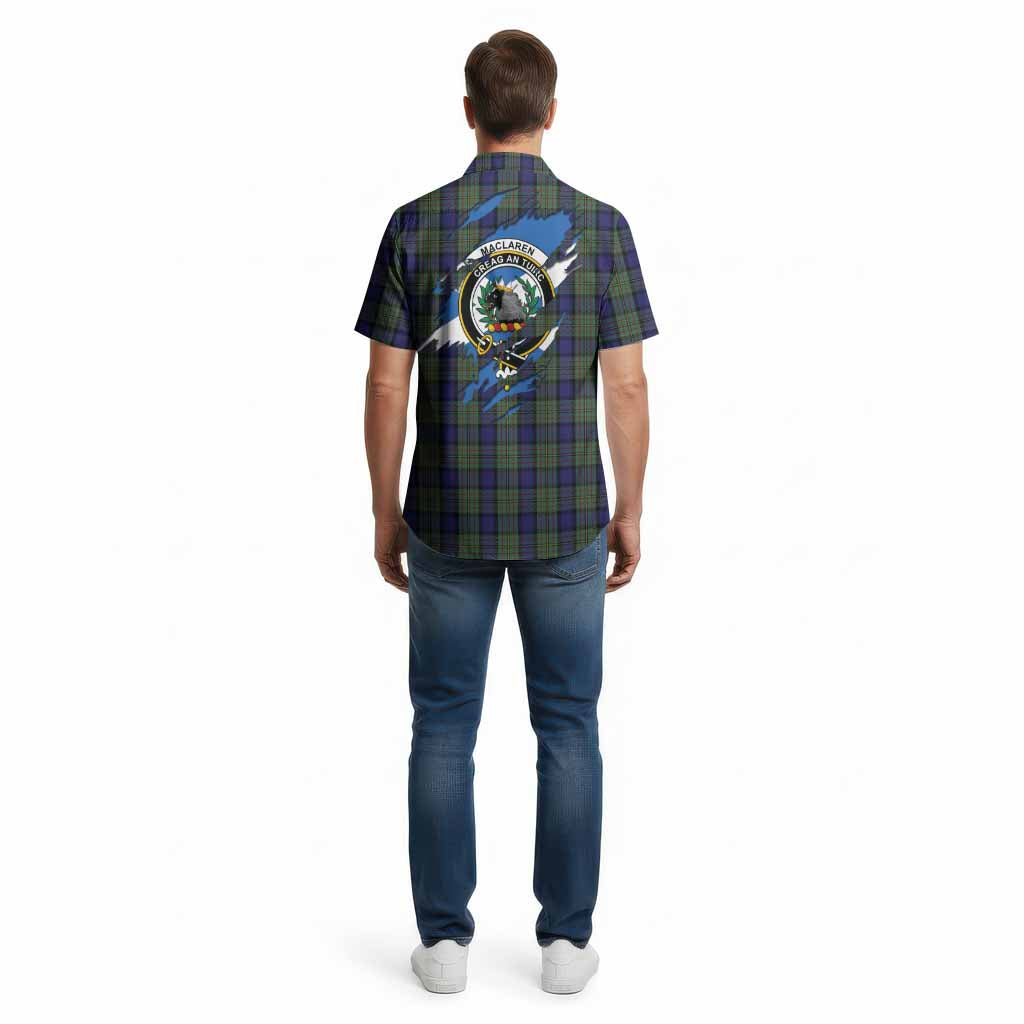 MacLaren (McLaren) Clan Crest In Me Tartan Cotton Hawaiian Shirt Scotland Flag Style