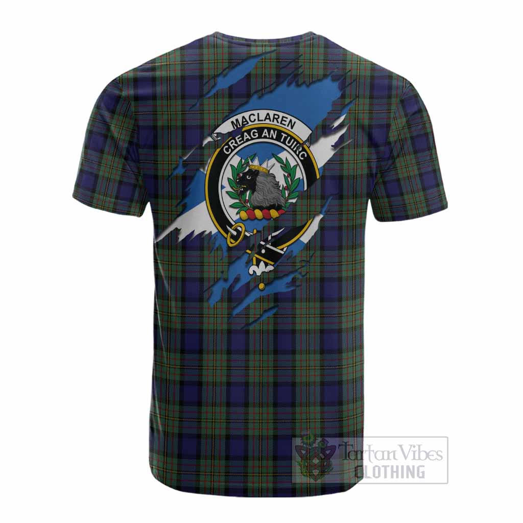 MacLaren (McLaren) Clan Crest In Me Tartan Cotton T-shirt Scotland Flag Style