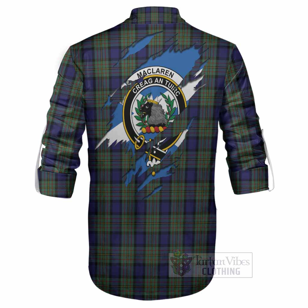MacLaren (McLaren) Clan Crest In Me Tartan Ghillie Shirt Scotland Flag Style