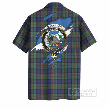 MacLaren (McLaren) Clan Crest In Me Tartan Hawaiian Shirt Scotland Flag Style