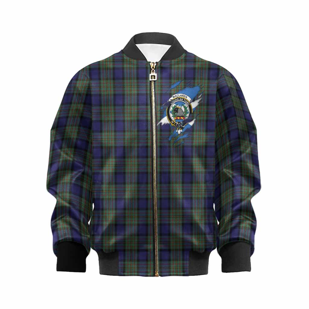 MacLaren (McLaren) Clan Crest In Me Tartan Kid Bomber Jacket Scotland Flag Style