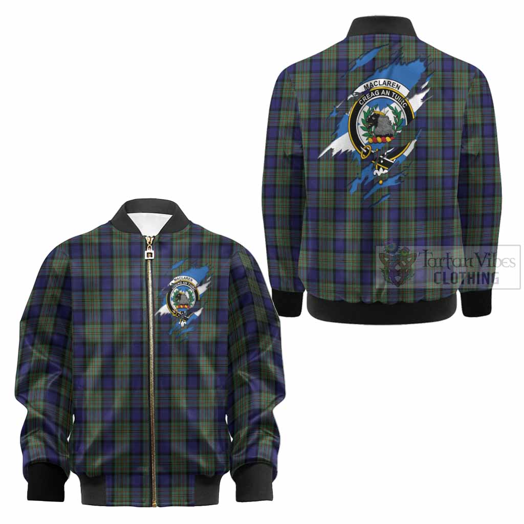 MacLaren (McLaren) Clan Crest In Me Tartan Kid Bomber Jacket Scotland Flag Style