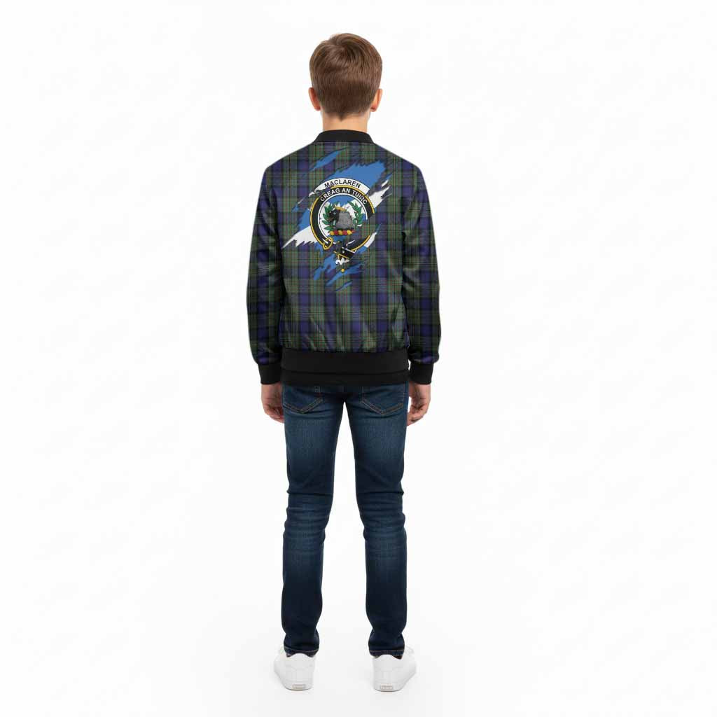 MacLaren (McLaren) Clan Crest In Me Tartan Kid Bomber Jacket Scotland Flag Style