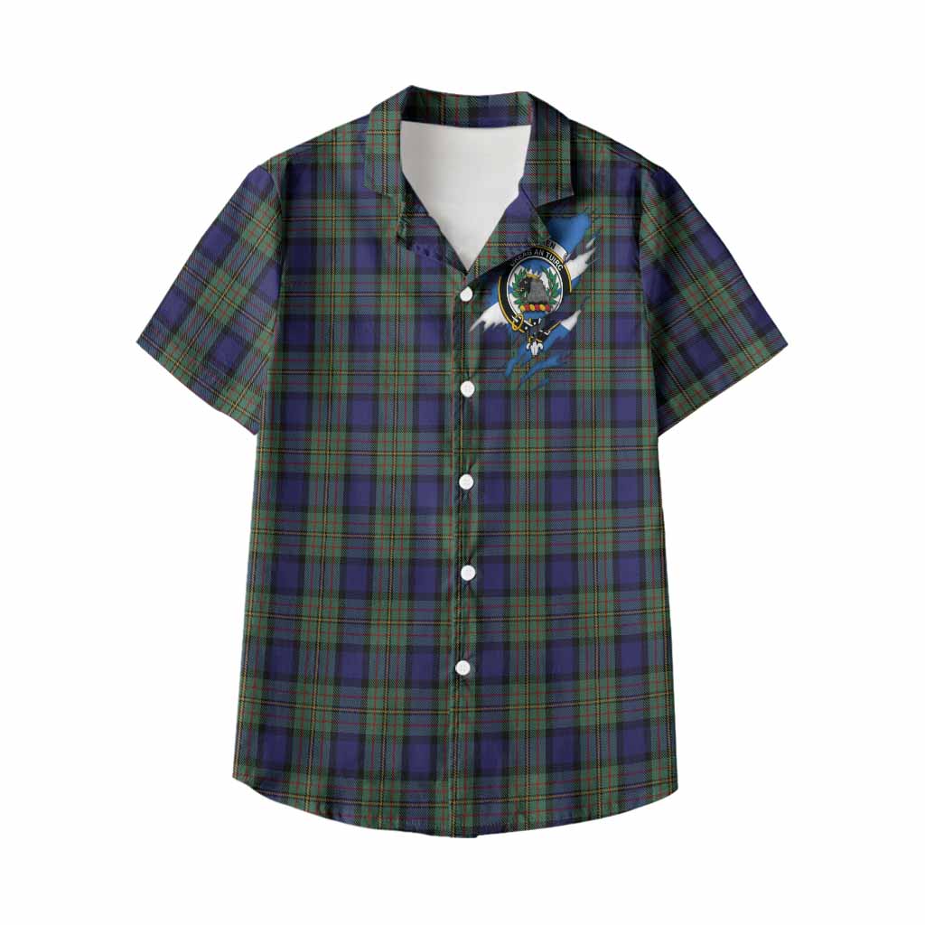 MacLaren (McLaren) Clan Crest In Me Tartan Kid Hawaiian Shirt Scotland Flag Style
