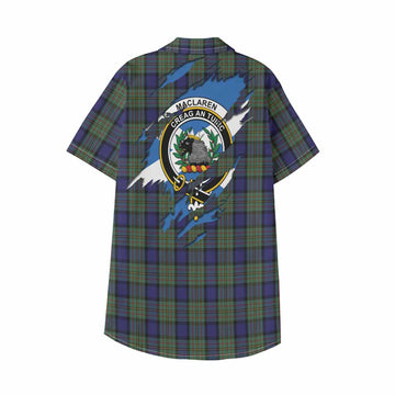 MacLaren (McLaren) Clan Crest In Me Tartan Kid Hawaiian Shirt Scotland Flag Style