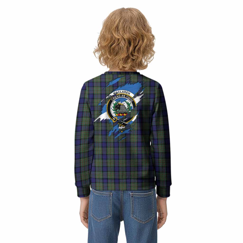 MacLaren (McLaren) Clan Crest In Me Tartan Kid Knitted Sweatshirt Scotland Flag Style