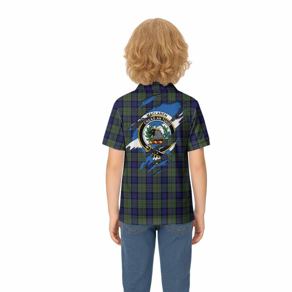 MacLaren (McLaren) Clan Crest In Me Tartan Kid Polo Shirt Scotland Flag Style