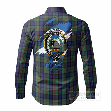 MacLaren (McLaren) Clan Crest In Me Tartan Long Sleeve Button Shirts Scotland Flag Style