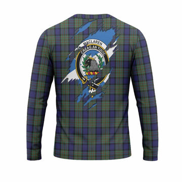 MacLaren (McLaren) Clan Crest In Me Tartan Long Sleeve T-Shirt Scotland Flag Style