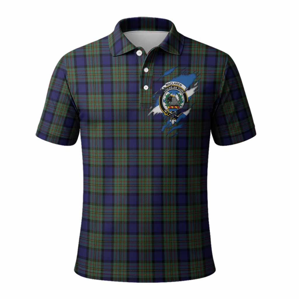 MacLaren (McLaren) Clan Crest In Me Tartan Polo Shirt Scotland Flag Style