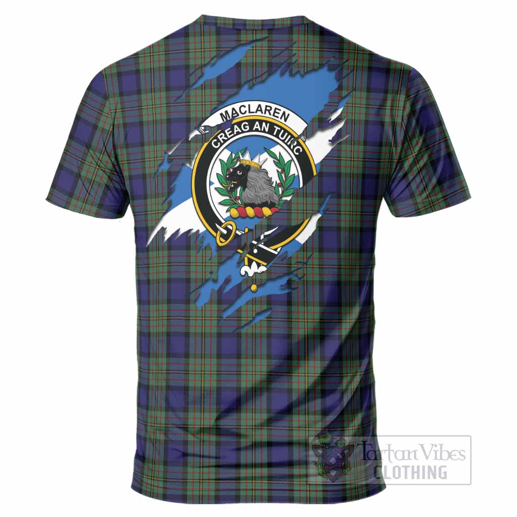 MacLaren (McLaren) Clan Crest In Me Tartan T-Shirt Scotland Flag Style