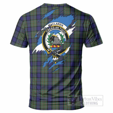MacLaren (McLaren) Clan Crest In Me Tartan T-Shirt Scotland Flag Style