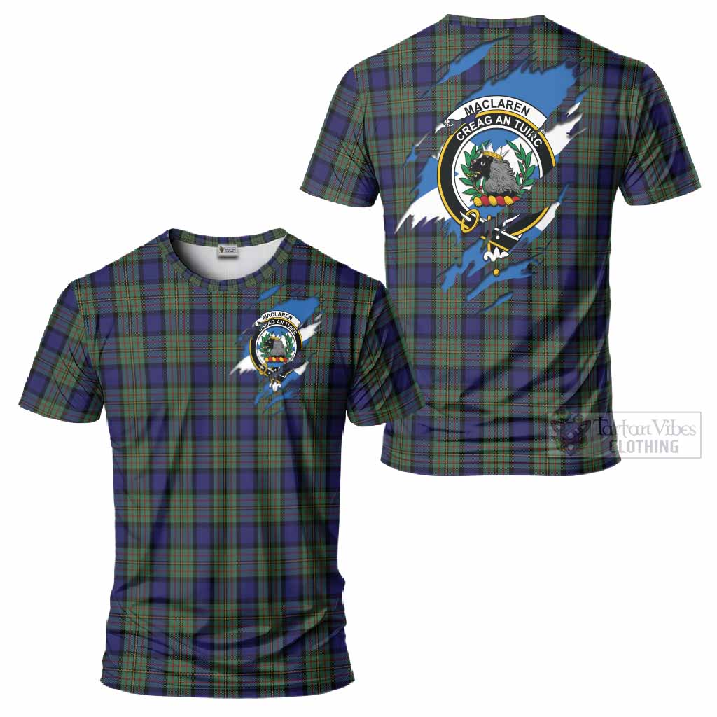 MacLaren (McLaren) Clan Crest In Me Tartan T-Shirt Scotland Flag Style