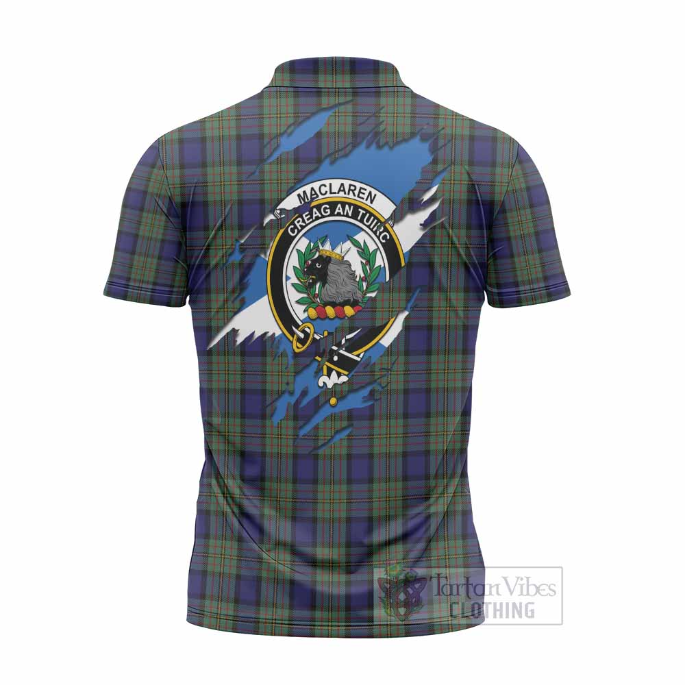MacLaren (McLaren) Clan Crest In Me Tartan Zipper Polo Shirt Scotland Flag Style