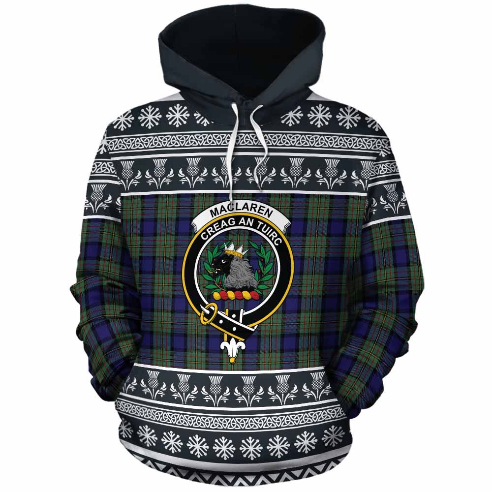 MacLaren (McLaren) Clan Tartan Christmas Cotton Hoodie with Family Crest - Tartan Vibes Clothing