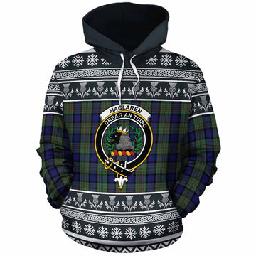 MacLaren (McLaren) Clan Tartan Christmas Cotton Hoodie with Family Crest