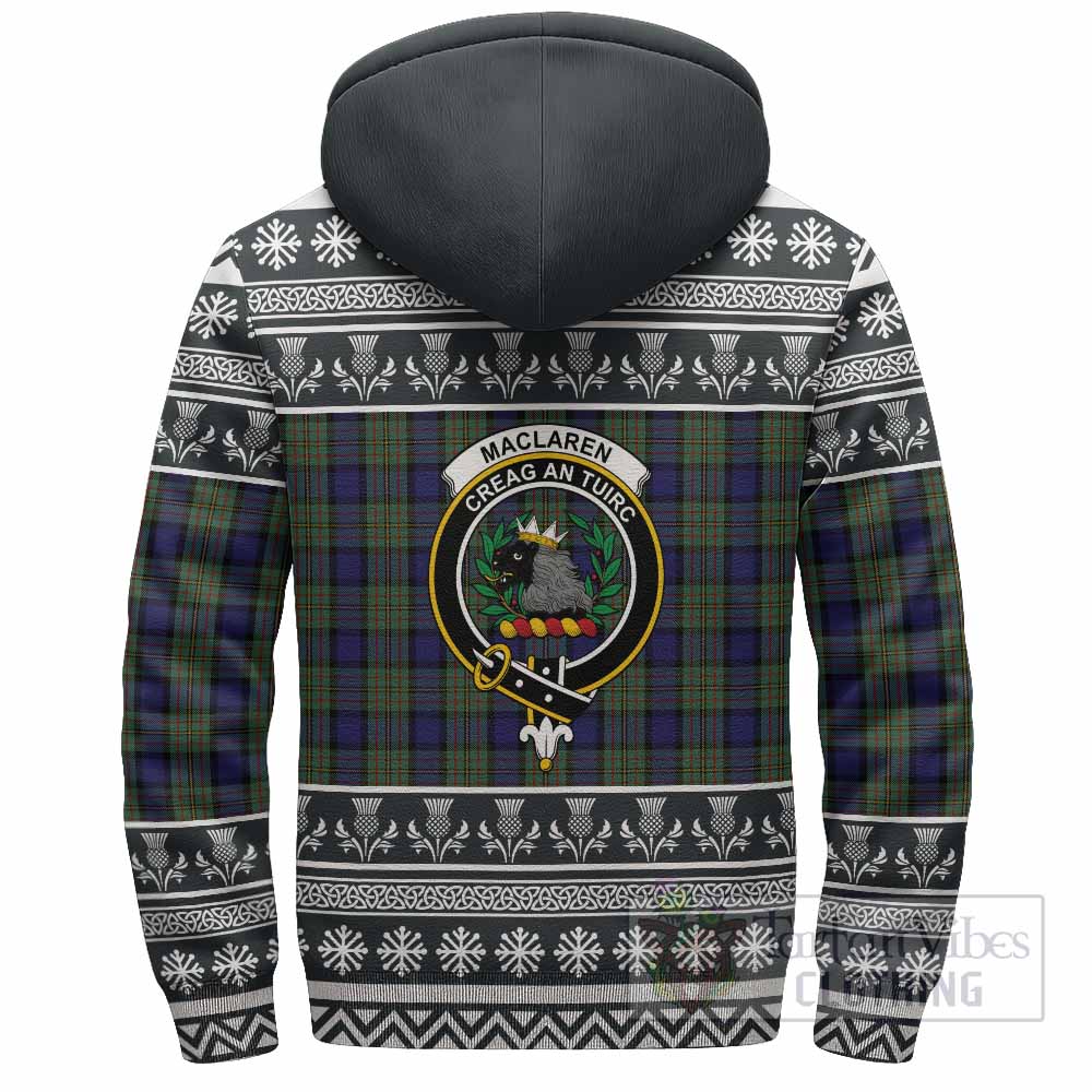 MacLaren (McLaren) Clan Tartan Christmas Fleece Hoodie with Family Crest - Tartan Vibes Clothing