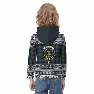 MacLaren (McLaren) Clan Tartan Christmas Kid Hoodie with Family Crest