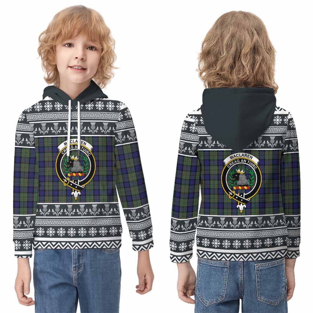 MacLaren (McLaren) Clan Tartan Christmas Kid Hoodie with Family Crest - Tartan Vibes Clothing