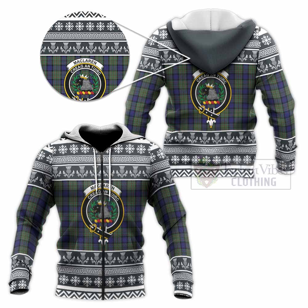 MacLaren (McLaren) Clan Tartan Christmas Knitted Hoodie with Family Crest - Tartan Vibes Clothing