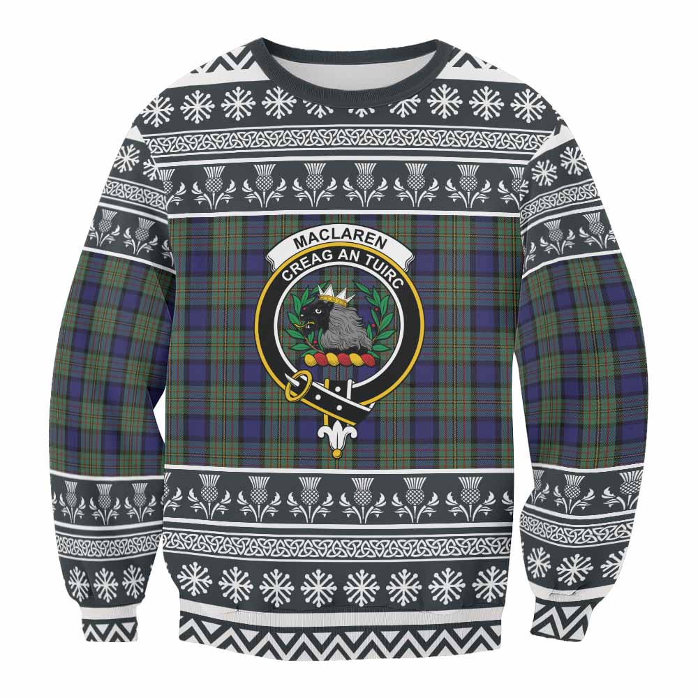 MacLaren (McLaren) Clan Tartan Christmas Sweatshirt with Family Crest - Tartan Vibes Clothing