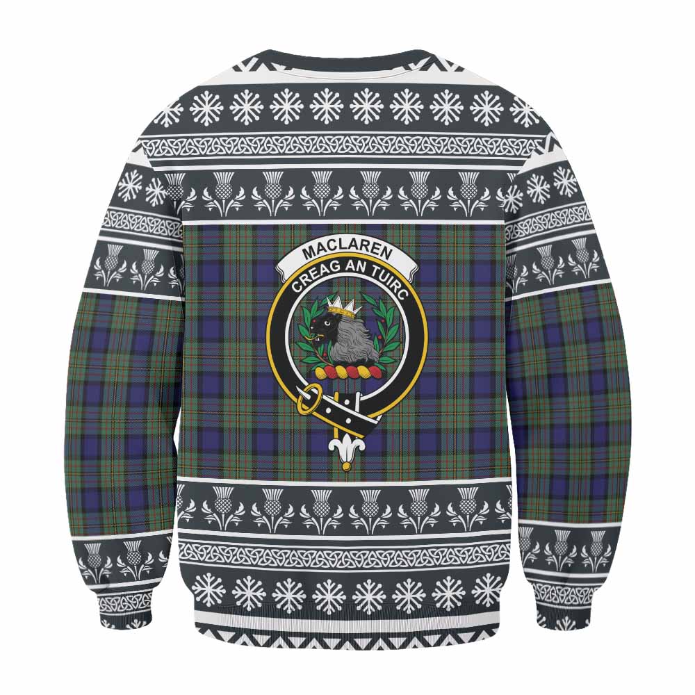 MacLaren (McLaren) Clan Tartan Christmas Sweatshirt with Family Crest - Tartan Vibes Clothing