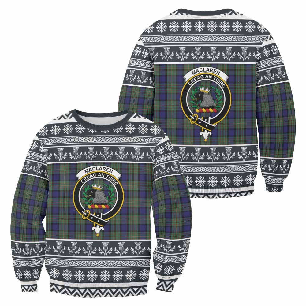 MacLaren (McLaren) Clan Tartan Christmas Sweatshirt with Family Crest - Tartan Vibes Clothing