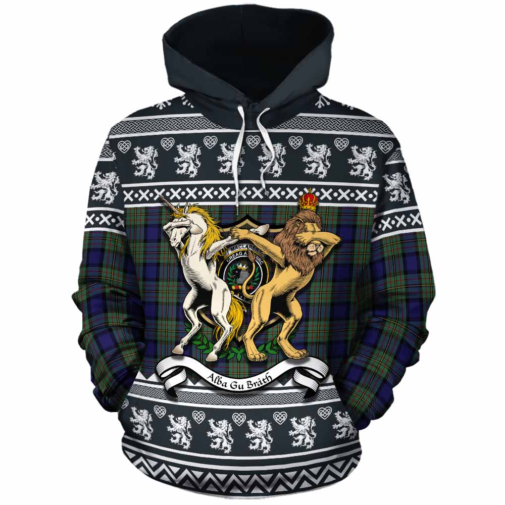 MacLaren (McLaren) Clan Tartan Crest Christmas Cotton Hoodie Coat of Arms Funny Style - Tartan Vibes Clothing