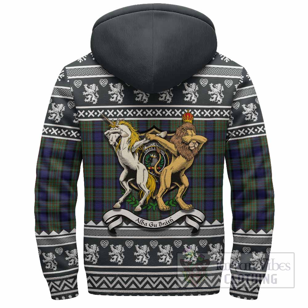 MacLaren (McLaren) Clan Tartan Crest Christmas Fleece Hoodie Coat of Arms Funny Style - Tartan Vibes Clothing