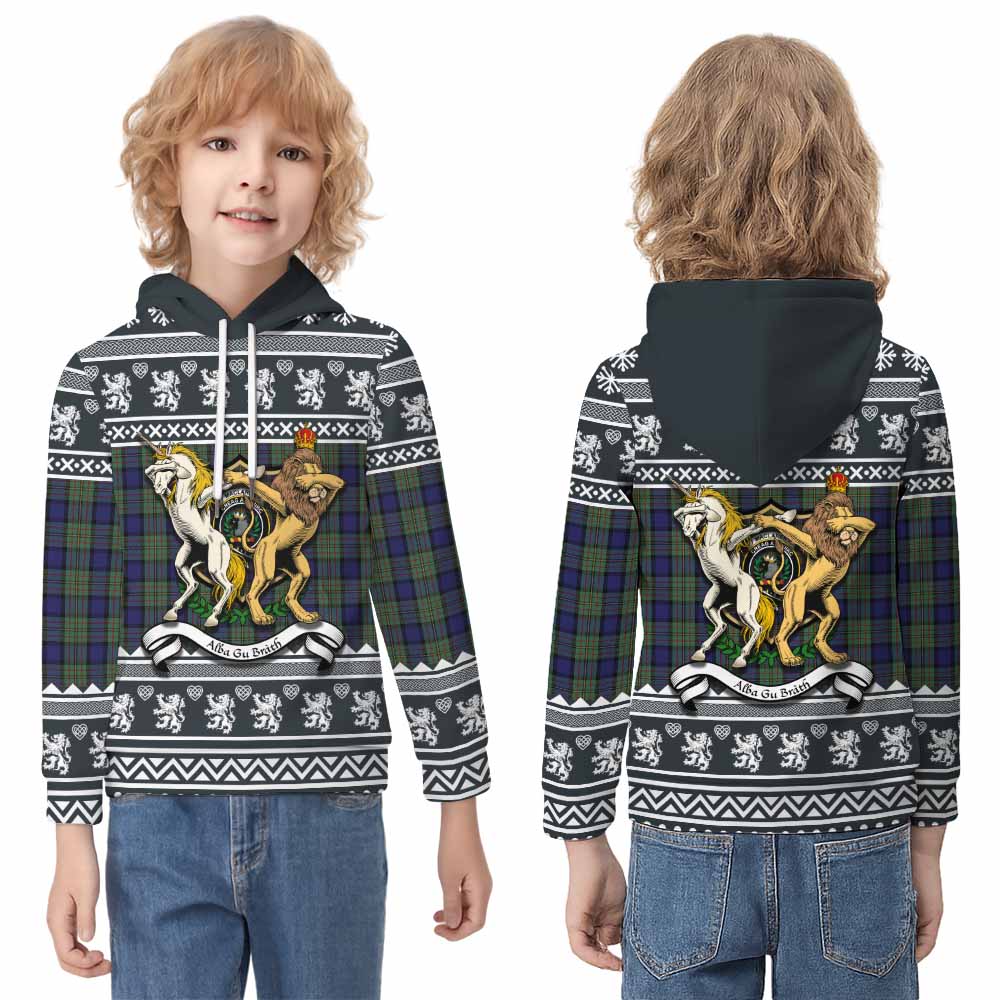 MacLaren (McLaren) Clan Tartan Crest Christmas Kid Hoodie Coat of Arms Funny Style - Tartan Vibes Clothing