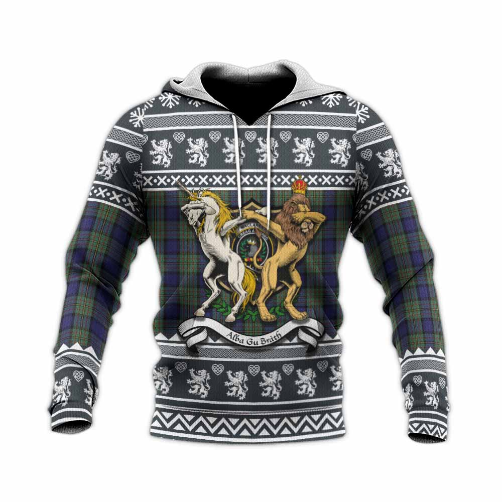 MacLaren (McLaren) Clan Tartan Crest Christmas Knitted Hoodie Coat of Arms Funny Style - Tartan Vibes Clothing