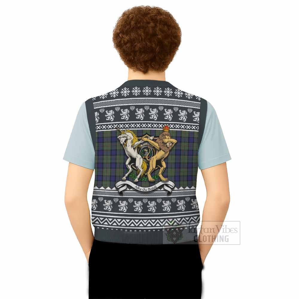 MacLaren (McLaren) Clan Tartan Crest Christmas Knitted V-Neck Vest Coat of Arms Funny Style - Tartan Vibes Clothing